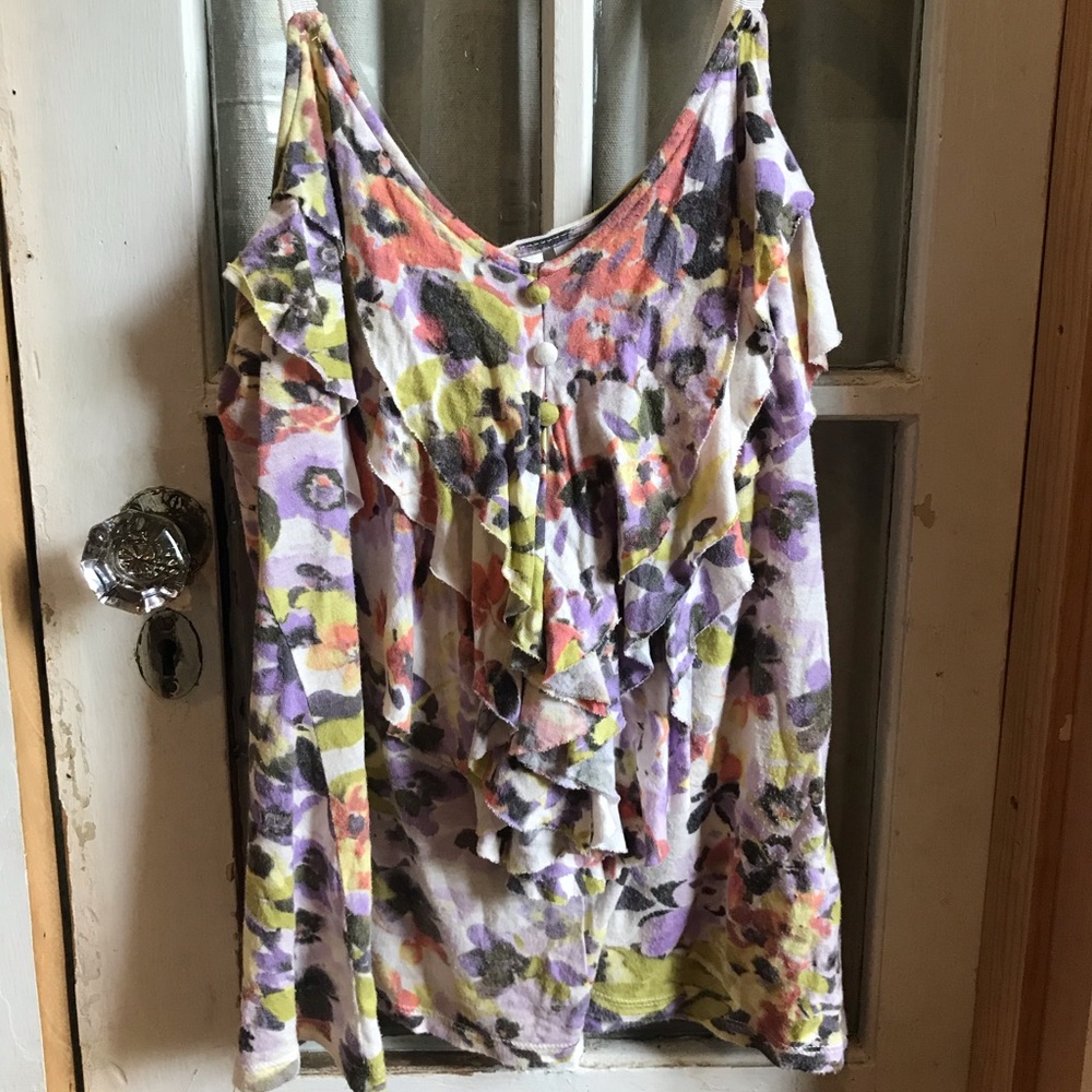 Floral tank with ruffles
